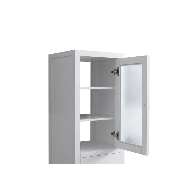 Wooden Linen Cabinet with Drawers Glass Door - 66 inches