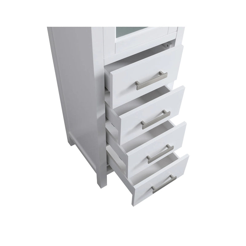 Wooden Linen Cabinet with Drawers Glass Door - 66 inches
