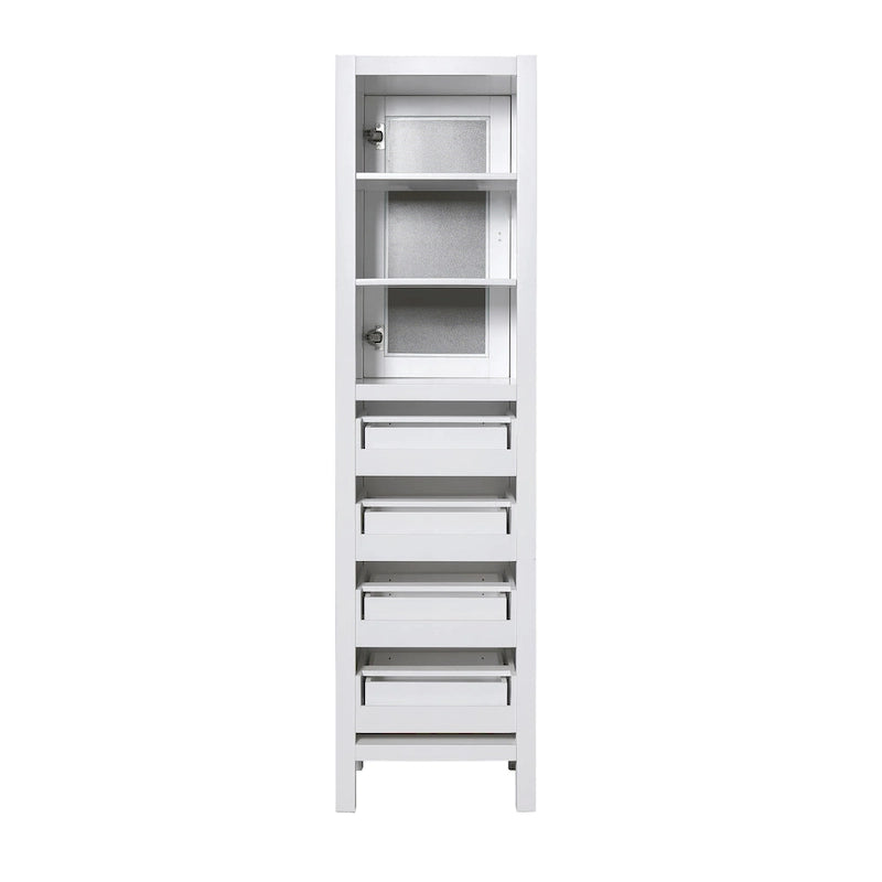 Wooden Linen Cabinet with Drawers Glass Door - 66 inches