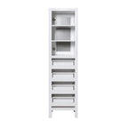 Wooden Linen Cabinet with Drawers Glass Door - 66 inches