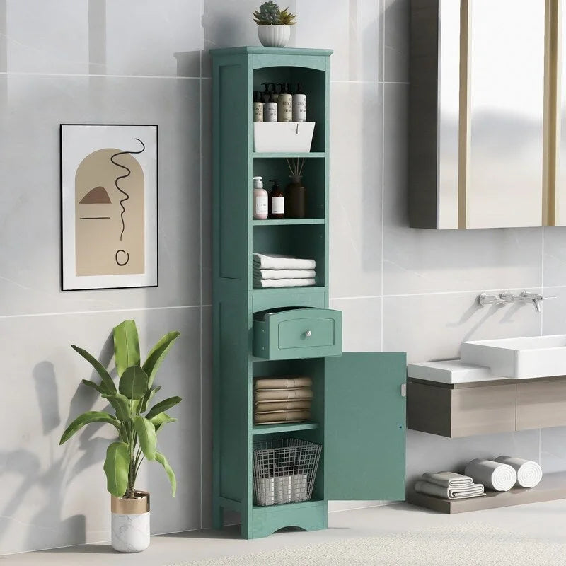 Freestanding Bathroom Storage Cabinet with Drawer, Adjustable Shelf