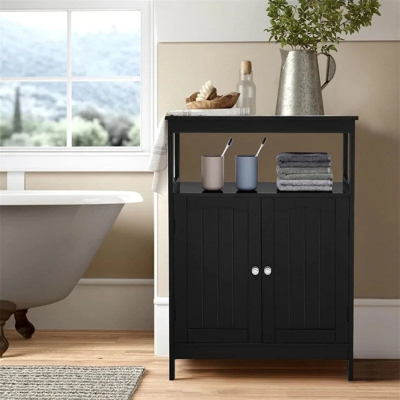 White MDF Bathroom Cabinet with Adjustable Shelf