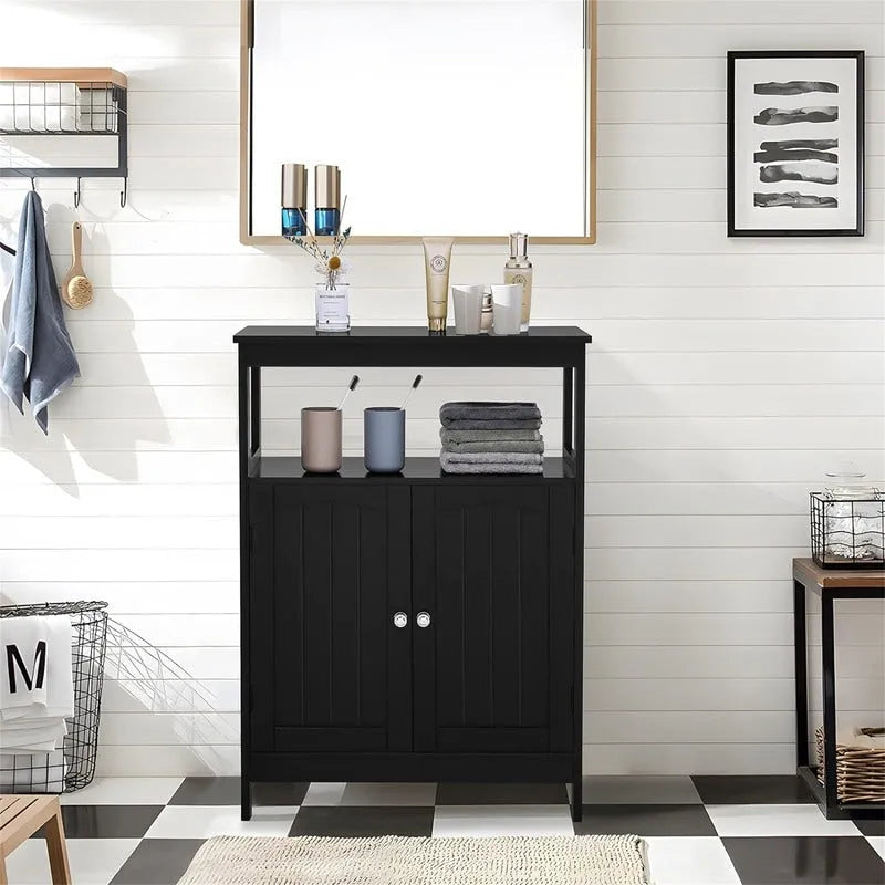 White MDF Bathroom Cabinet with Adjustable Shelf