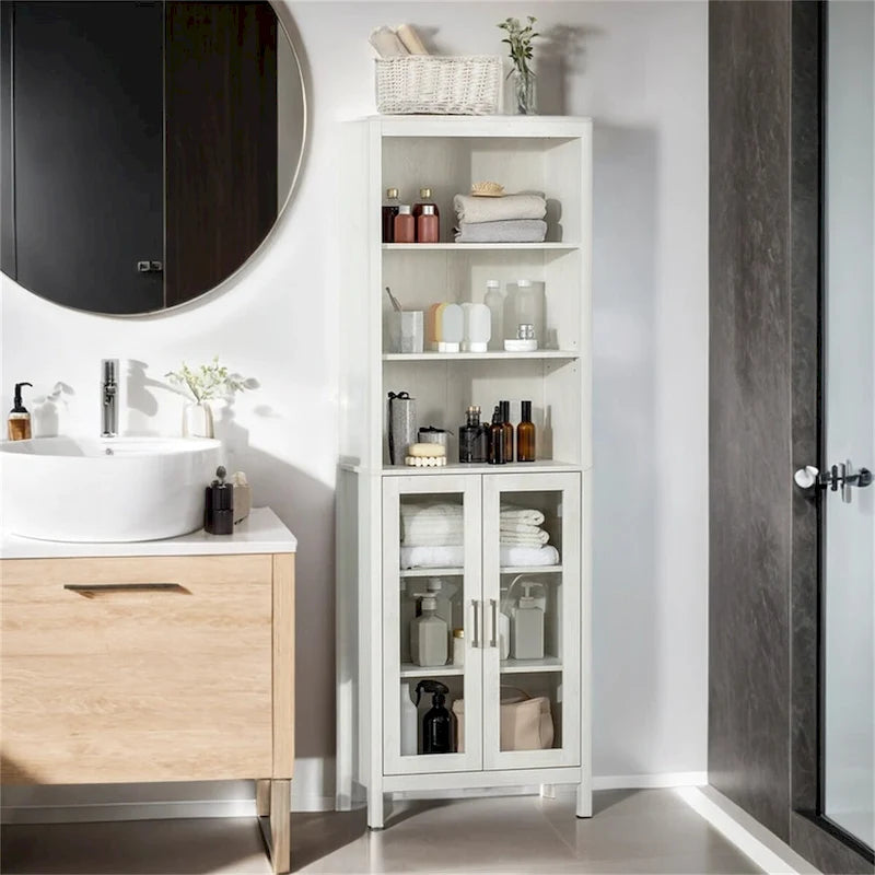 Tall Bathroom Storage Cabinet w/3 Tier Shelf,Freestanding Linen Tower