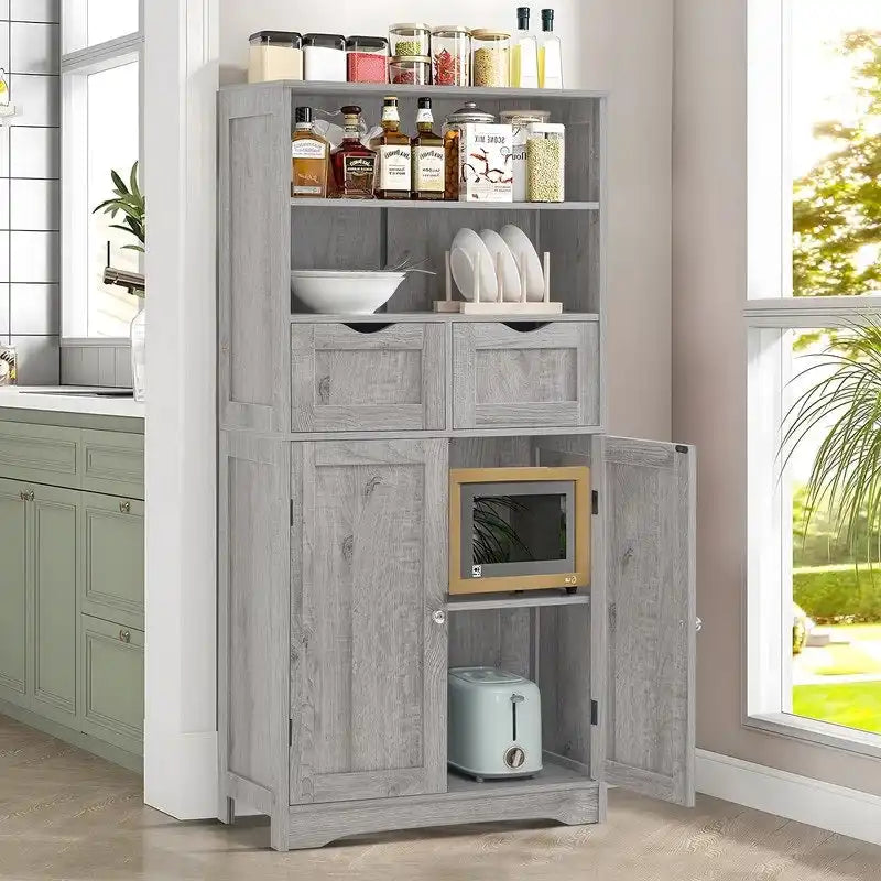 Tall MDF Storage Cabinet with Drawers Adjustable Shelves - 11.8D x 23.6W x 49.6H