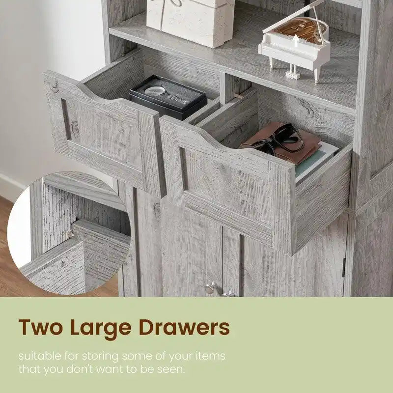 Tall MDF Storage Cabinet with Drawers Adjustable Shelves - 11.8D x 23.6W x 49.6H