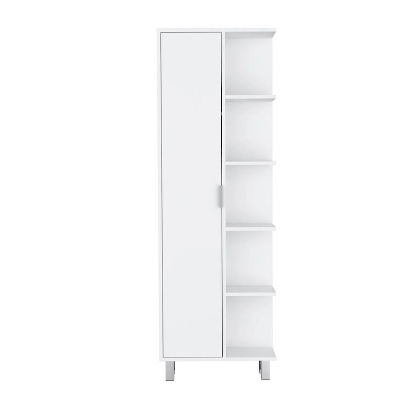 Modern White 1-Door Linen Cabinet for Bathroom