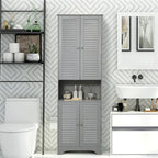 Tall Narrow Bathroom Storage Cabinet with Adjustable Shelves Doors