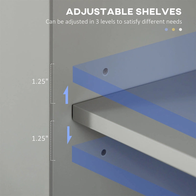 Tall Narrow Bathroom Storage Cabinet with Adjustable Shelves Doors