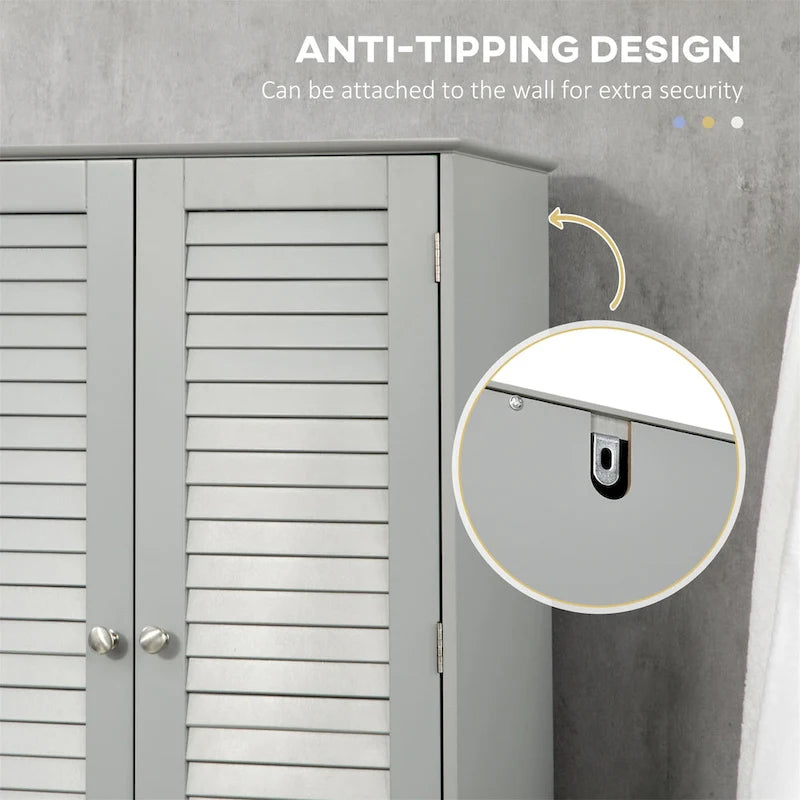 Tall Narrow Bathroom Storage Cabinet with Adjustable Shelves Doors