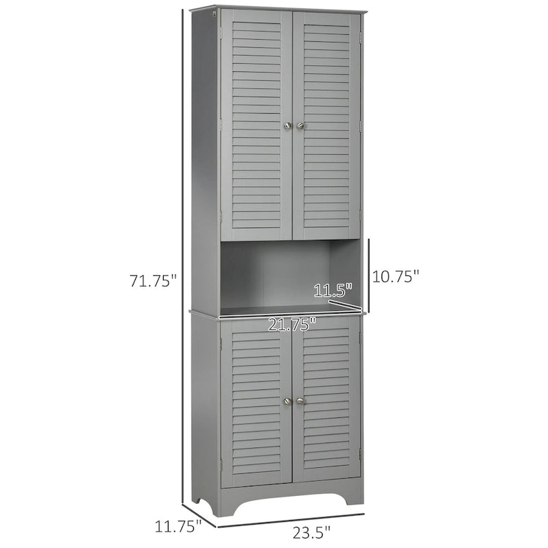 Tall Narrow Bathroom Storage Cabinet with Adjustable Shelves Doors