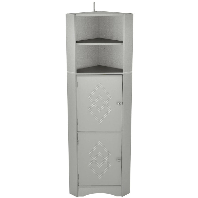 61 H Bathroom Cabinet, Freestanding Floor Storage Cabinet with Open Shelf & Doors