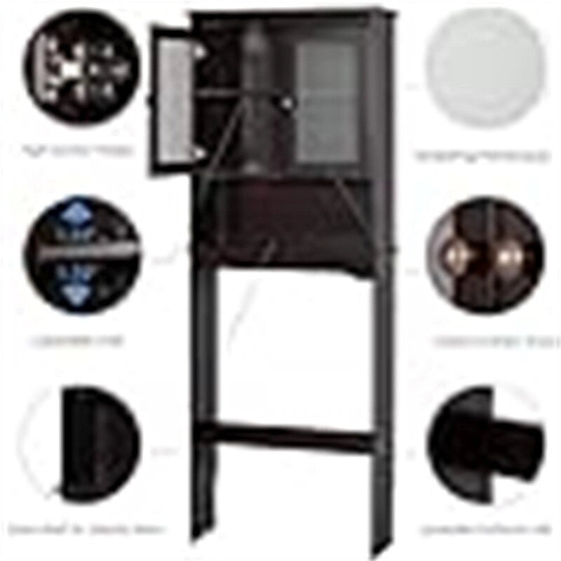 Bathroom Toilet Storage Cabinet with Adjustable Shelf - 9.06D x 24.8W x 65.75H