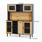 59 H Buffet Sideboard Cabinet with Storage Door & Power Outlet, Farmhouse Coffee Bar Cabinet with Wine Rack, Kitchen Pantry