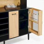 59 H Buffet Sideboard Cabinet with Storage Door & Power Outlet, Farmhouse Coffee Bar Cabinet with Wine Rack, Kitchen Pantry