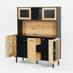 59 H Buffet Sideboard Cabinet with Storage Door & Power Outlet, Farmhouse Coffee Bar Cabinet with Wine Rack, Kitchen Pantry