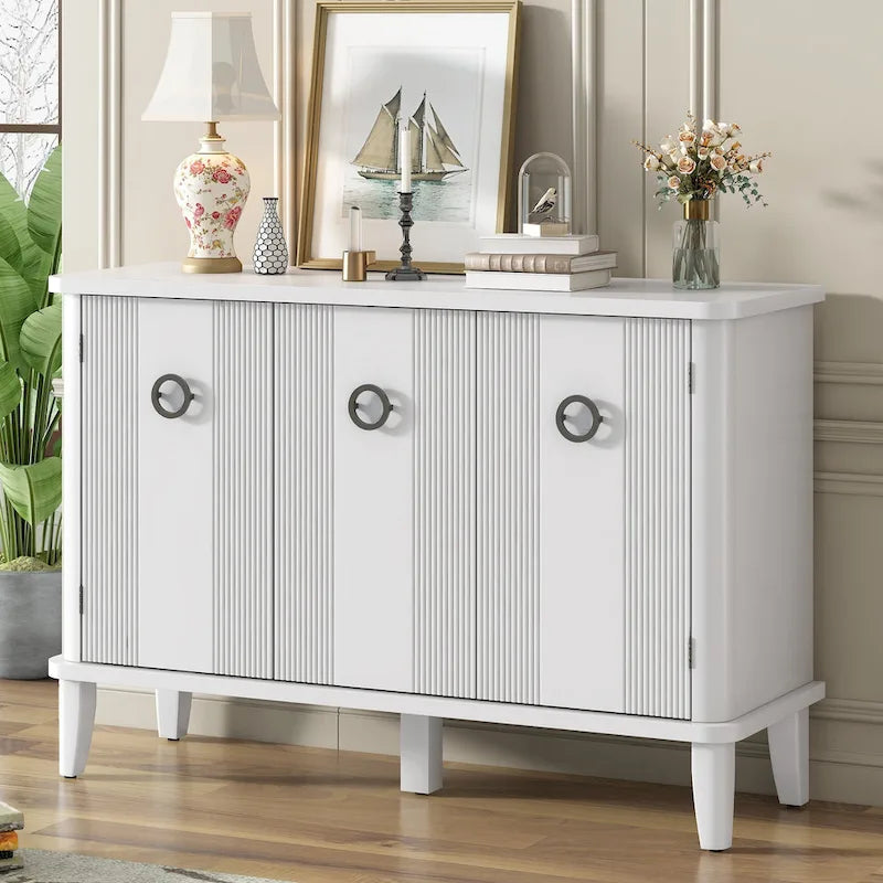 Simple Solid Wood Veneer Ash Cabinet with Round Alloy Handles