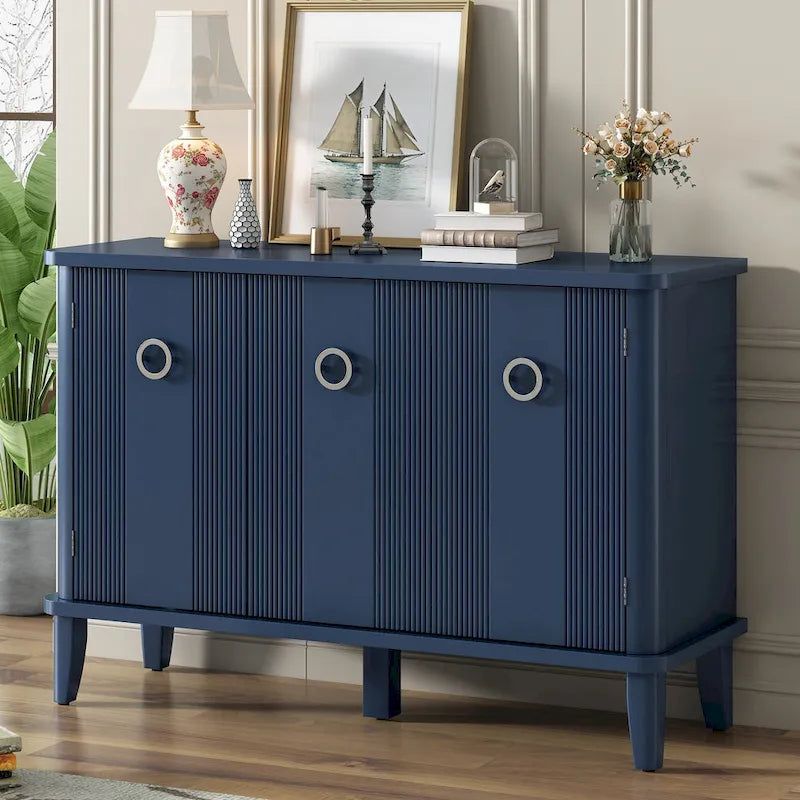 Simple Solid Wood Veneer Ash Cabinet with Round Alloy Handles