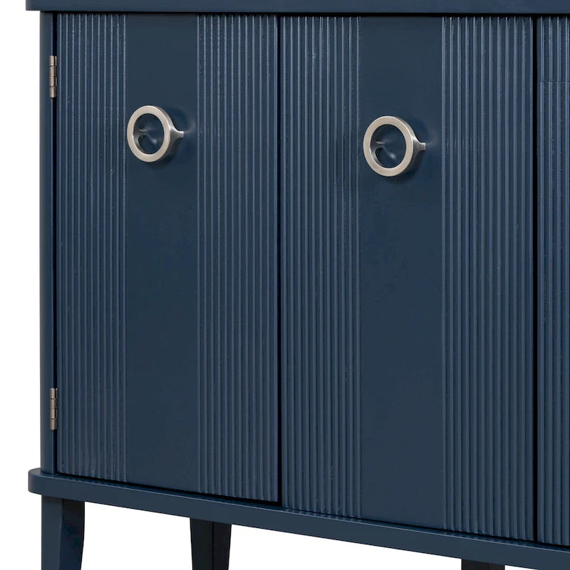 Simple Solid Wood Veneer Ash Cabinet with Round Alloy Handles