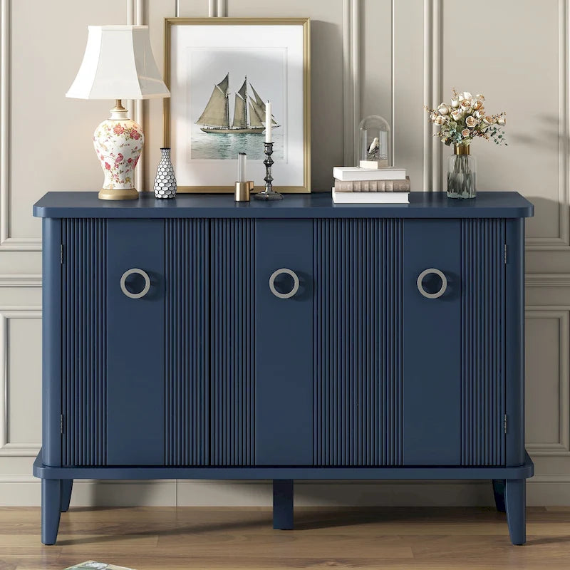 Simple Solid Wood Veneer Ash Cabinet with Round Alloy Handles