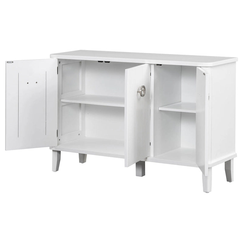 Simple Solid Wood Veneer Ash Cabinet with Round Alloy Handles