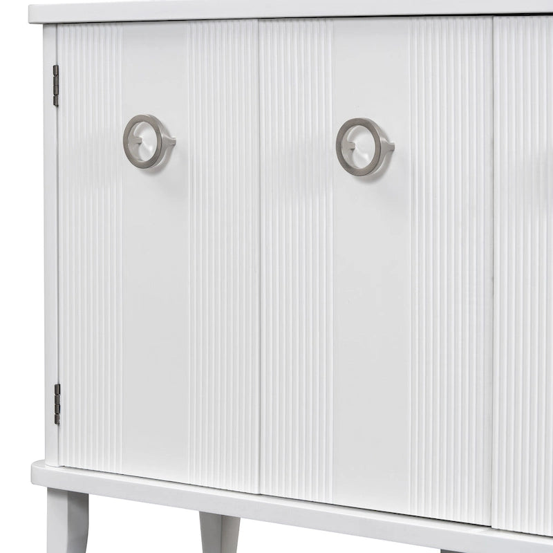Simple Solid Wood Veneer Ash Cabinet with Round Alloy Handles