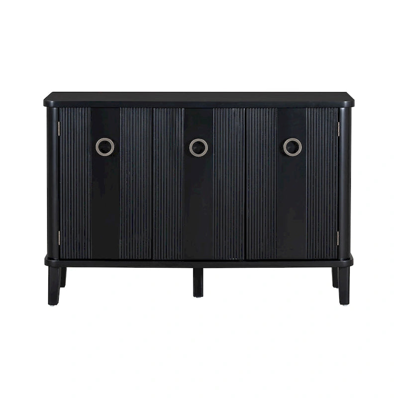 Simple Solid Wood Veneer Ash Cabinet with Round Alloy Handles