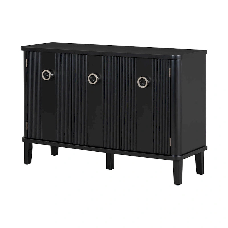 Simple Solid Wood Veneer Ash Cabinet with Round Alloy Handles