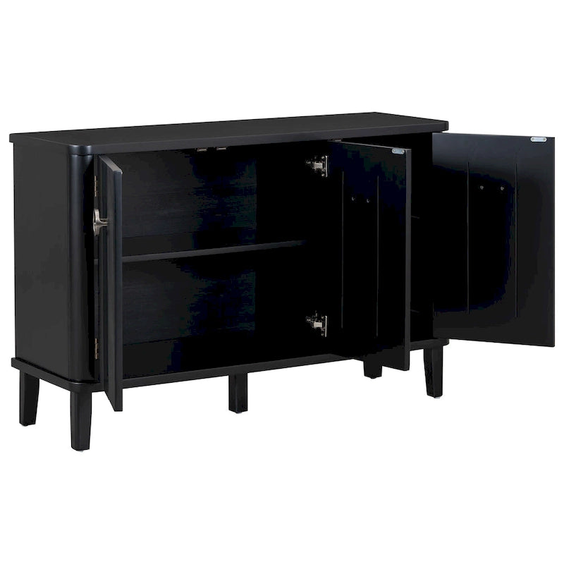 Simple Solid Wood Veneer Ash Cabinet with Round Alloy Handles