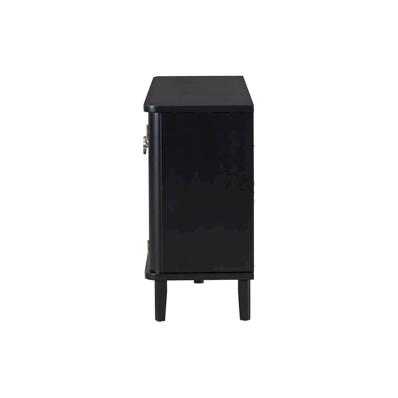 Simple Solid Wood Veneer Ash Cabinet with Round Alloy Handles