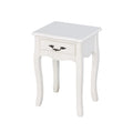 White Living Room Floor-standing Storage Table with a Drawer, 4 Curved Legs
