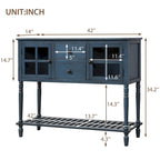 Farmhouse Antique Navy Wood Sideboard Console Table with Bottom Shelf